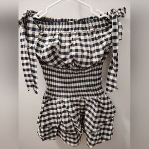 NWT Olivaceous Black and White Checkered Mini Dress